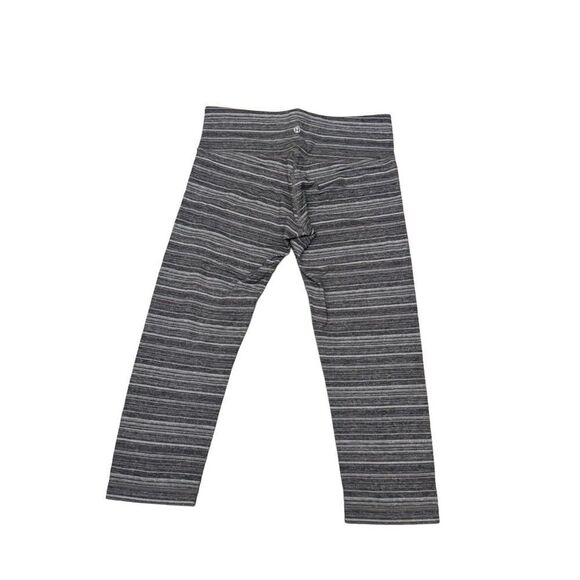 EUC Lululemon small Cropped Leggings gray striped poss Wunder Under sz 6 - Picture 2 of 5